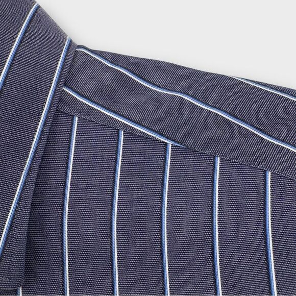 James Tattersall Button Down Shirt in Blue Stripe Slim Fit Non Iron 17.5 34/35 - Picture 3 of 4